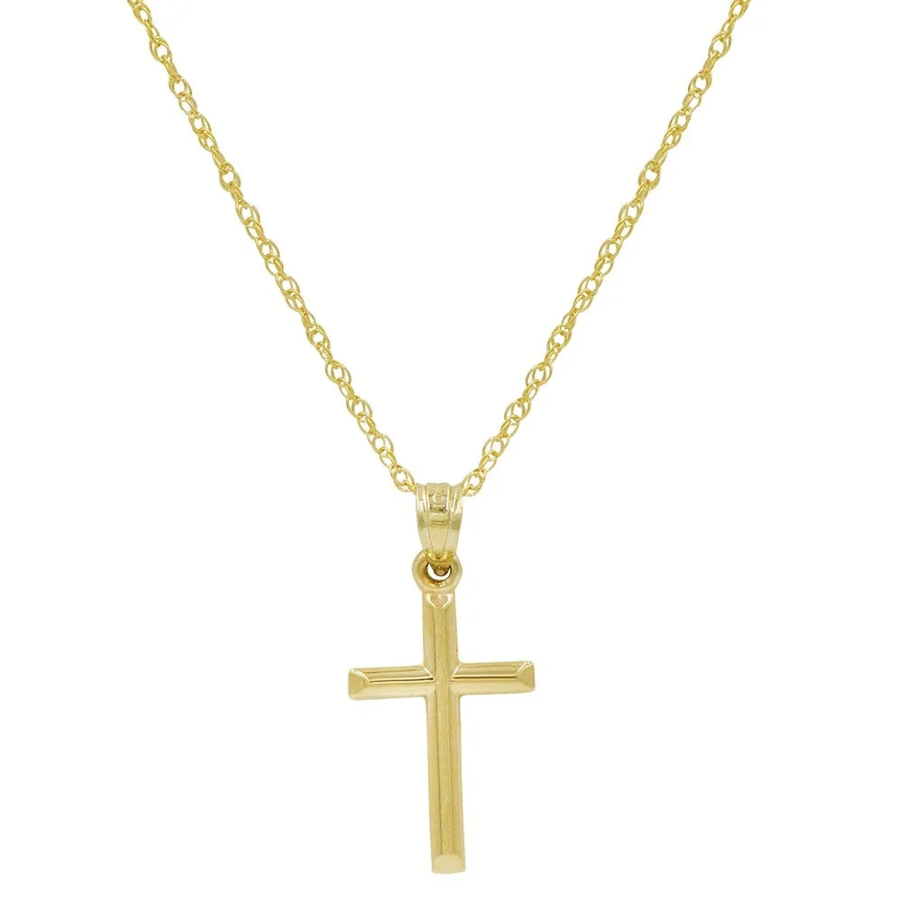 10K Yellow Gold Cross Pendant Necklace 18 in. chain X828602