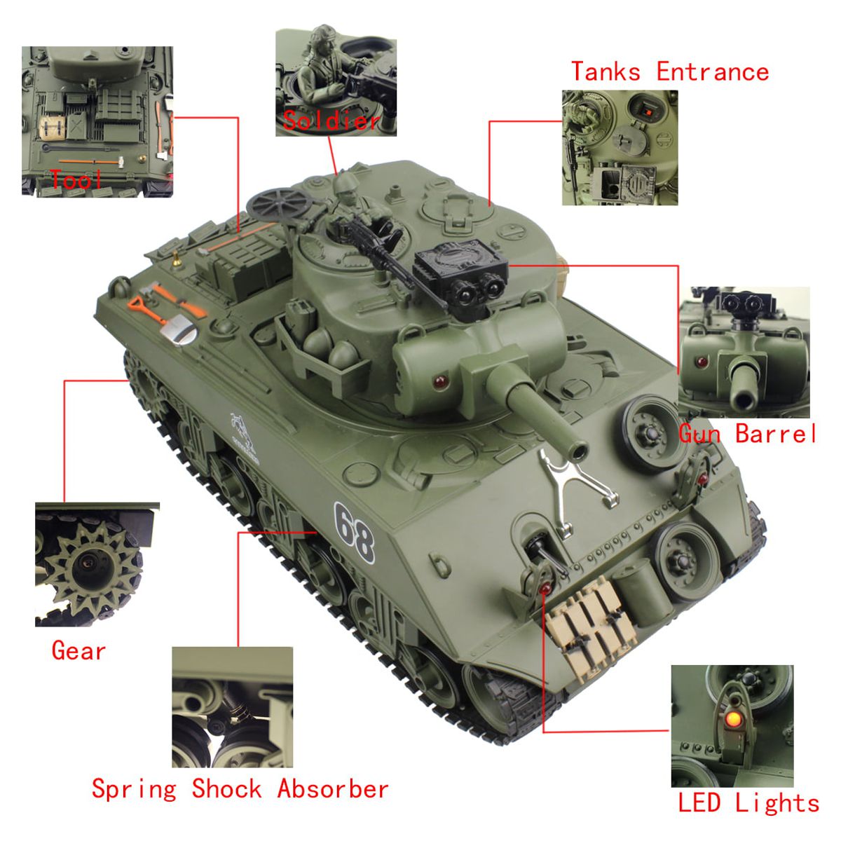 1/20 RC Shooting Ball Tank Toys with 100 BB Bullets G53027