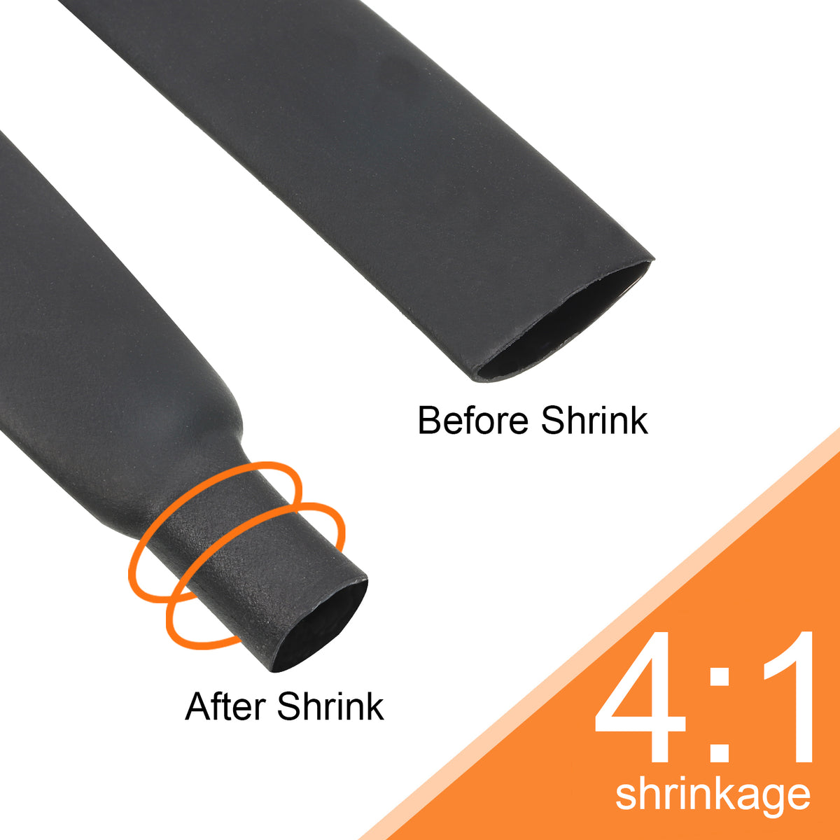 18mm Dia 33ft 4:1 Dual Wall Adhesive Lined Black Heat Shrink Tubing Q239