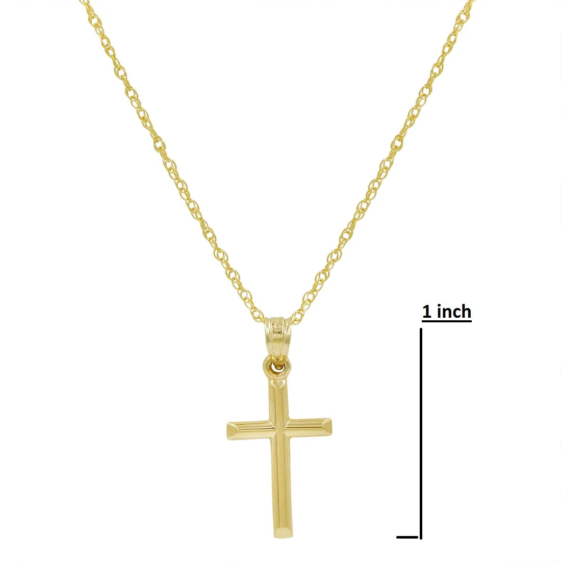 10K Yellow Gold Cross Pendant Necklace 18 in. chain X828602