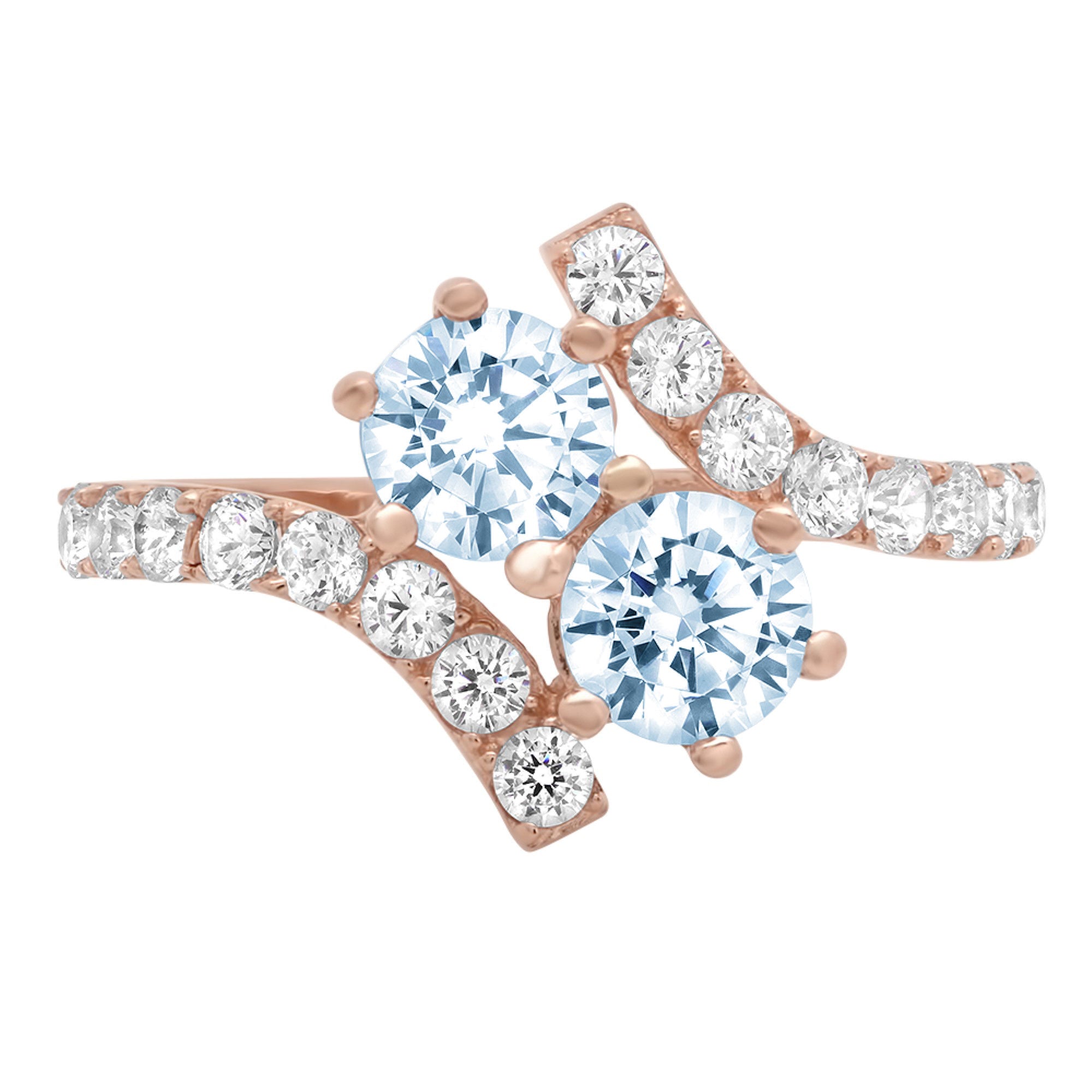 1.98ct Round Cut Blue Simulated Diamond 18k Rose Gold Ring Size 3.75 F131